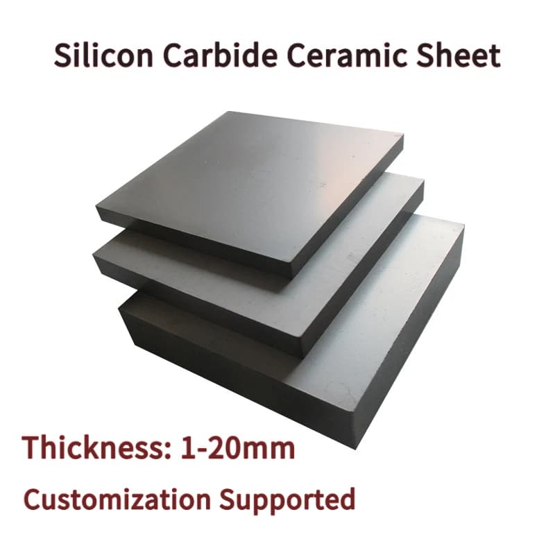 Silicon Carbide Ceramic Sheet, 1-20mm Thick SIC Plate Wear Resistant Fireproof High Temperature Ceramic Substrate