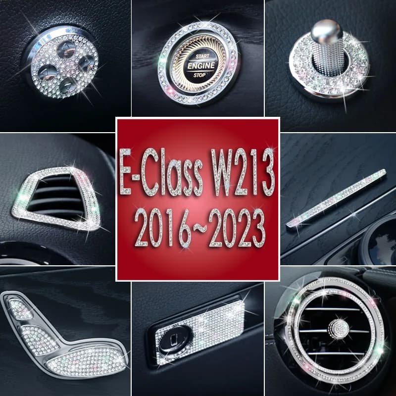 Bling Rhinestone Decor Accessories For Mercedes Benz E-Class W213 2016-2023 E300 Crystal Diamond Central Control Trim Interior