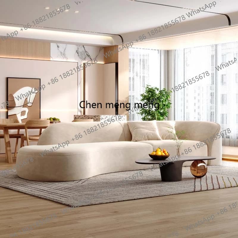 Cream Floor Living Room Sofas Curved Lounge Ergonomics Women Living Room Sofas White Minimalist Muebles Postmodern Furniture