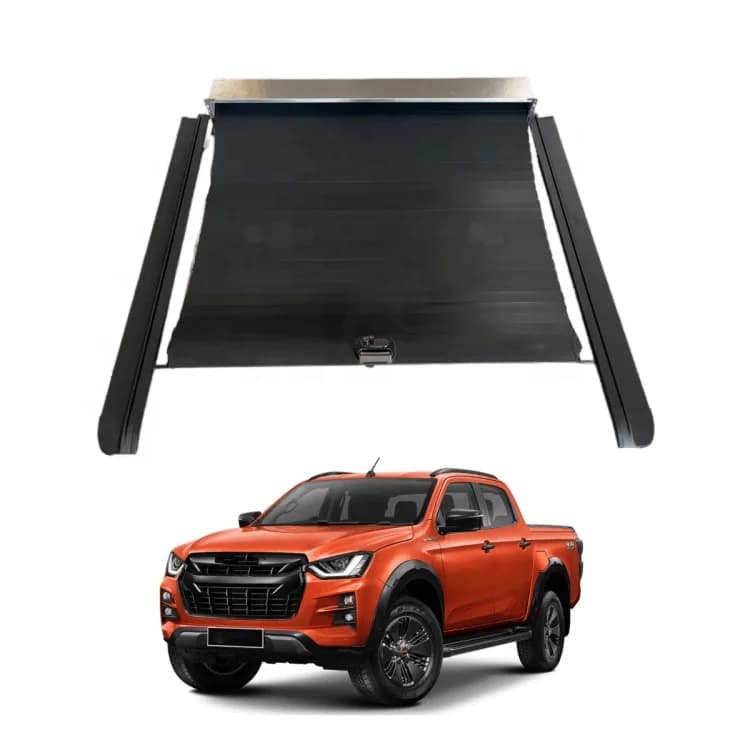 Manual Aluminum Black Roller Lid Shutter With Passwords Lock Tonneau Cover For 2021+ D-Max