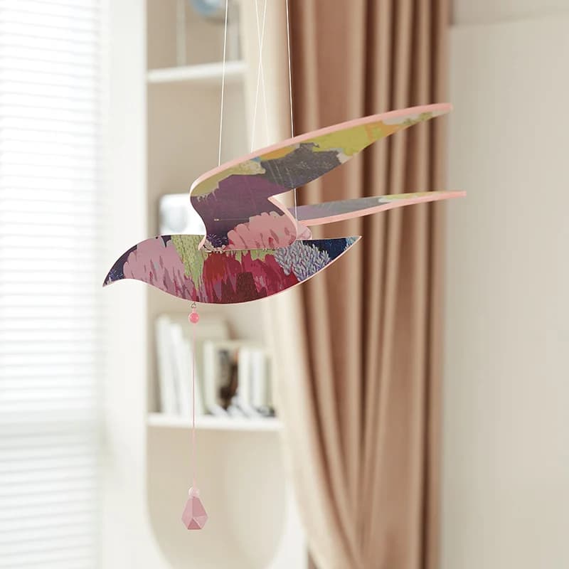 Flying Seagull Pendant Wooden Bird Pendant Swallow Aerial Pendant Bird Decoration Wind Chimes Room Decoration