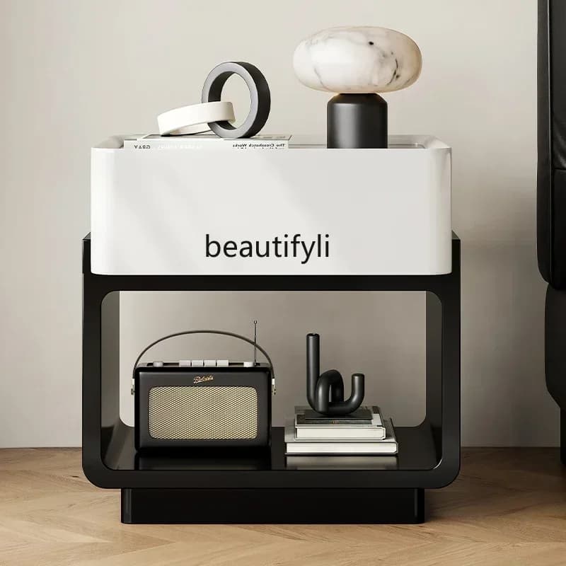 35New paint bedside table simple modern cream style household bedroom hanging clothes storage integratedSSS