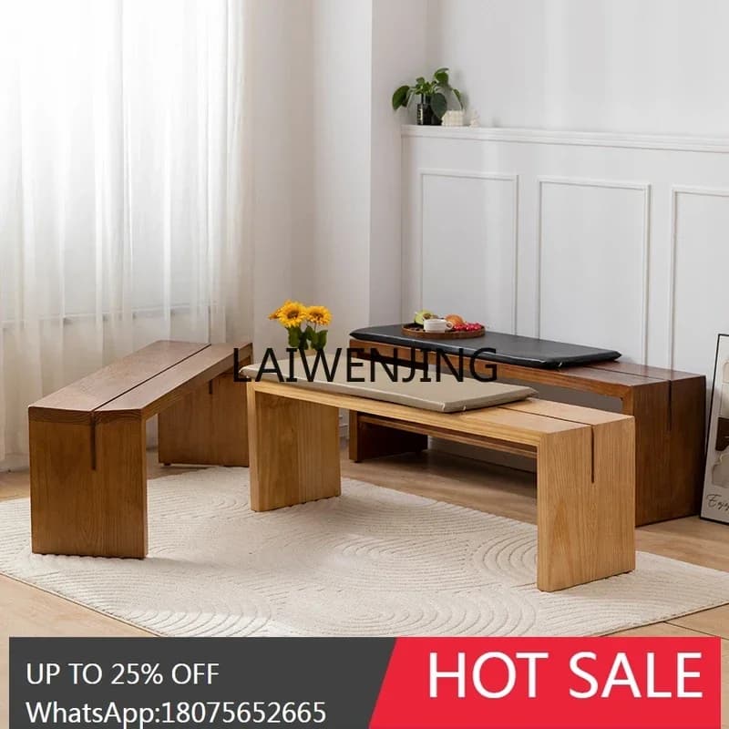 embossed solid wood strip modern simple shoe changing stool household bedside stool