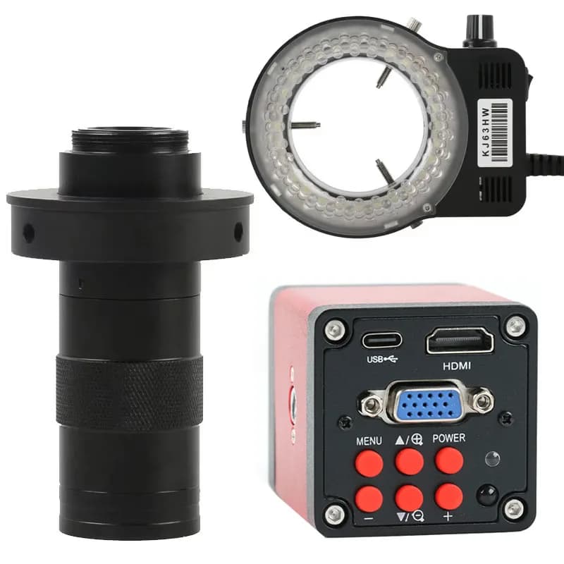 Industrial Electronic Digital 14MP 1080P HDMI VGA Video Microscope Camera + 130X Adjustable Zoom C Mount Lens 56 LED Ring Light