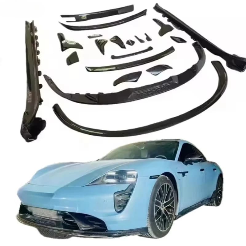 STLF Tec Style 2019+ for Taycan Upgrade Carbon Fiber Body Kit New Front Lip Spoiler Side Skirt Rear Diffuser Wing with Por Model
