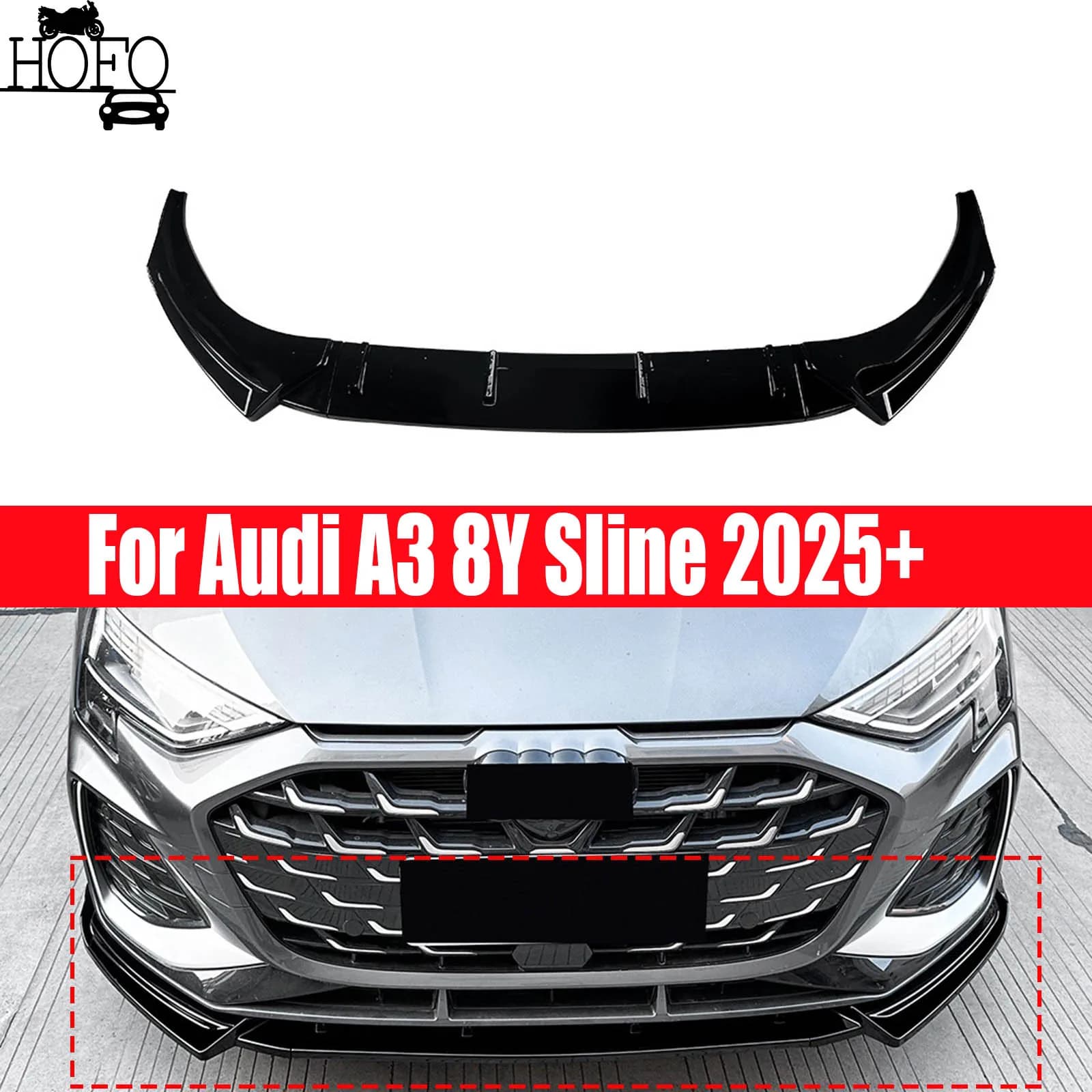 For Audi A3 8Y Sline 2025+ Front Bumper Front Lip Front Shovel Kit Body Spoiler Splitter Kit