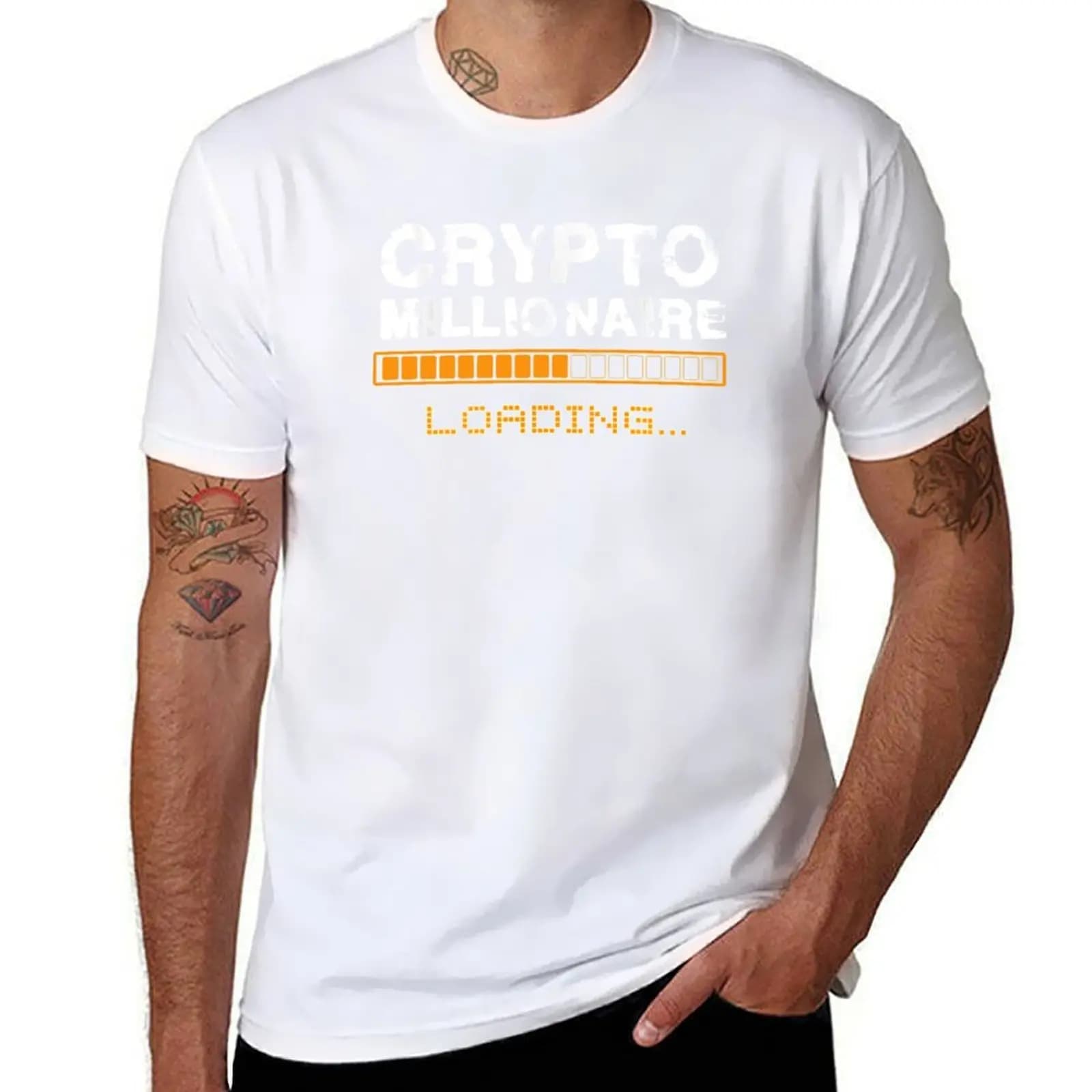 Crypto Millionaire Loading Funnycrypto shirt Bitcoin dogecoin ethereum nft T-Shirt t shirt man cotton T-Shirt