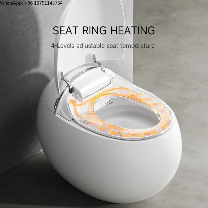 Auto-Washing & Deodorizing Intelligent  Toilet Floor-Mounted with Round Egg Shape Voice Control Automatic  Wc Toilet