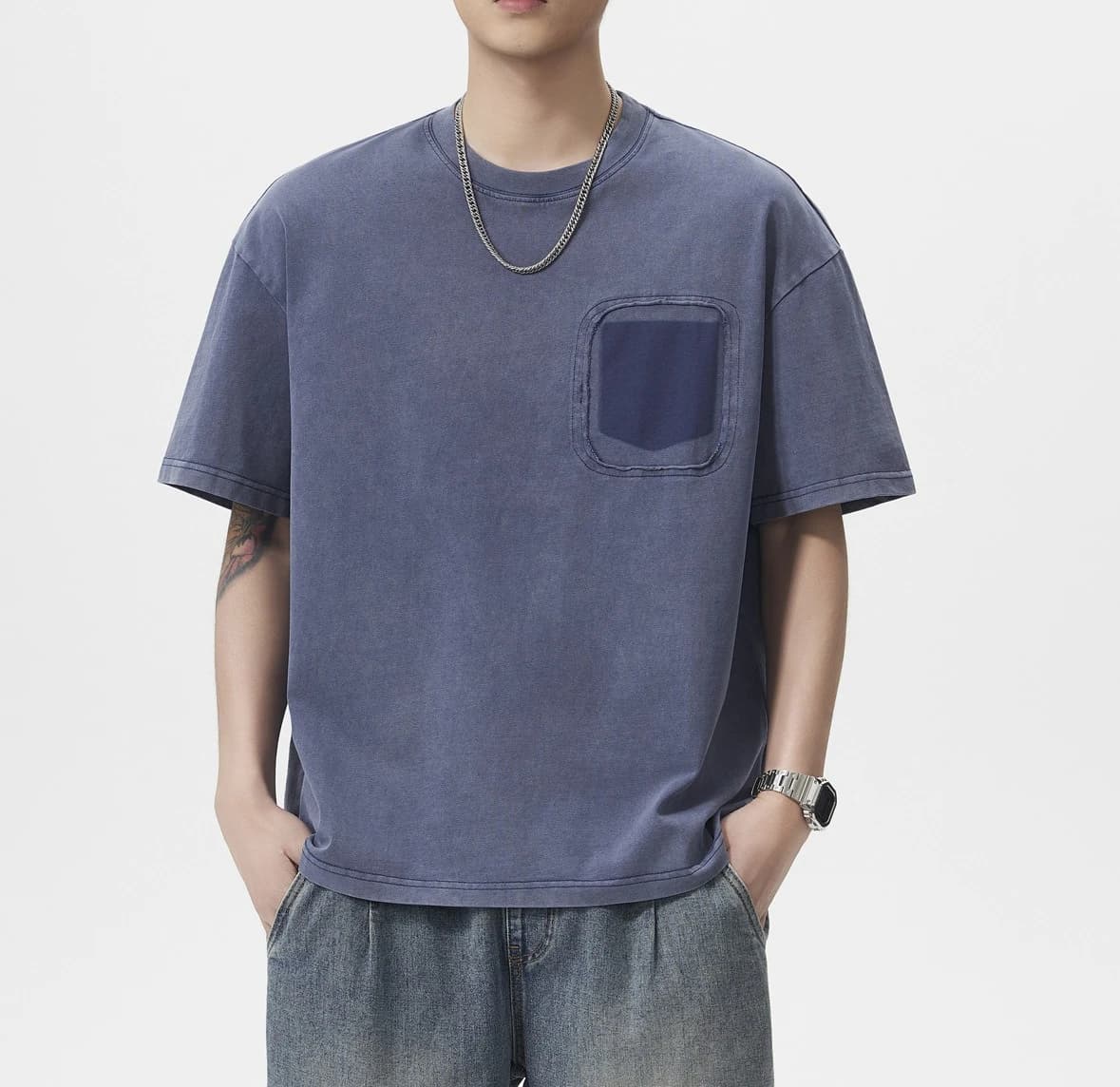 Retro Short-sleeved T-shirt Men's 2026 Summer New Pure Cotton T Washed and Old Half-sleeves