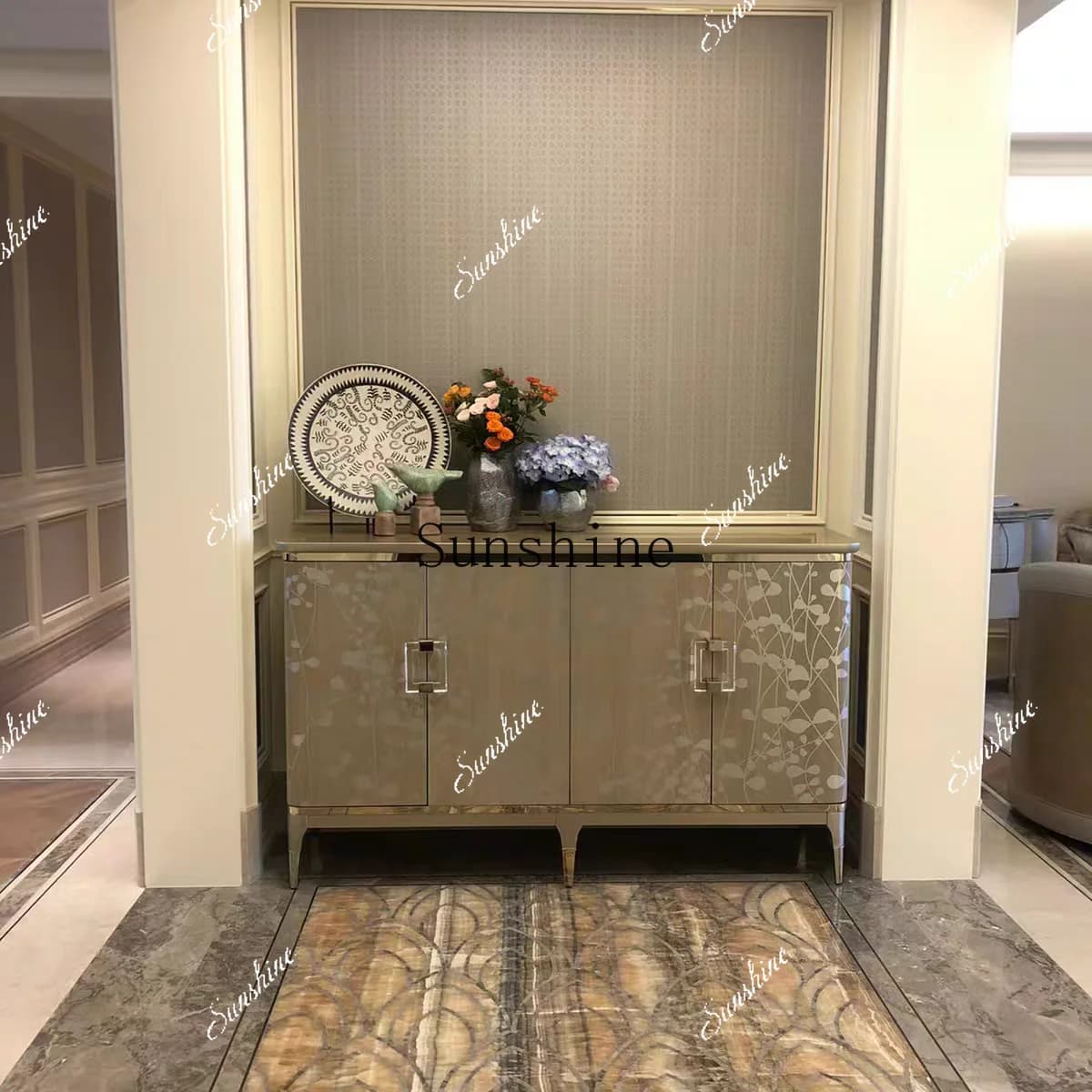 Italian light luxury home shoe cabinet modern villa door storage partition   FT