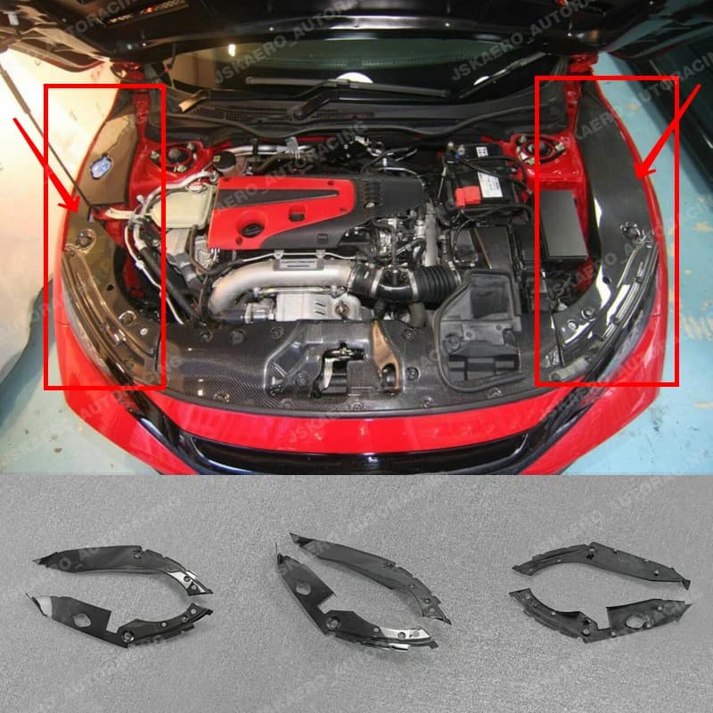 For Honda Civic Typ-R FK8 Hatchback Carbon Fiber Engine Bay Side Panel Cover car BodyKits