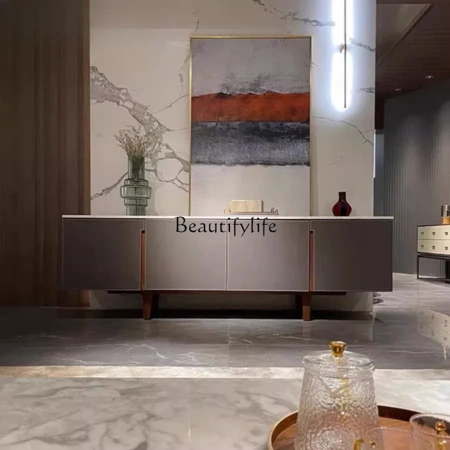 LX Italian minimalist large apartment TV cabinet modern simple saddle leather floor cabinetSSS