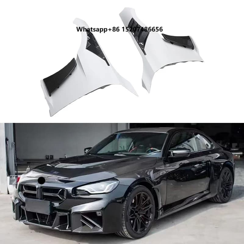 Real Dry Carbon Fiber Vented Front Fender for  2 Series G87 M2 2023-2025 Shark Gills Wing Performance Bodykit Replacement