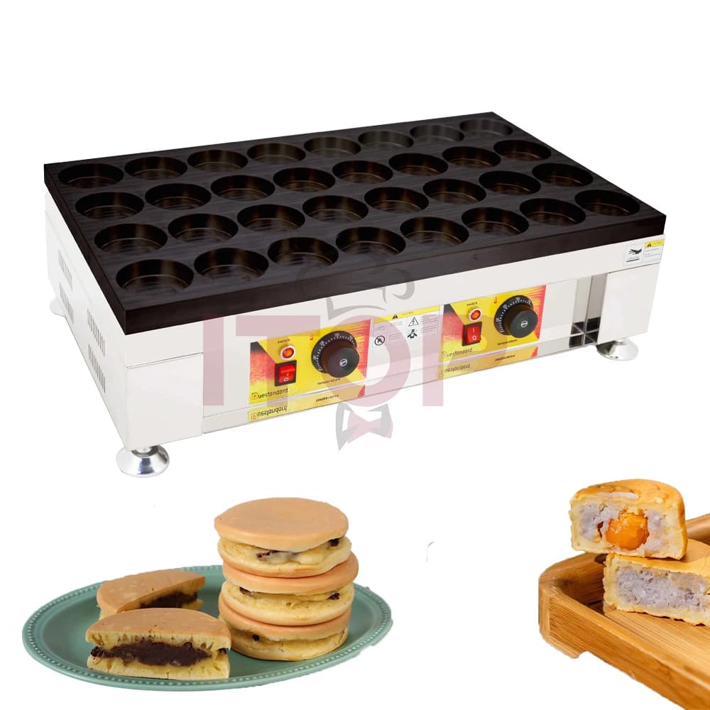 32 Holes Commercial Japanese Rice Cake Machine Non Stick Red Bean Snack Filling Pancake Bread Baking Waffle Machine Maker