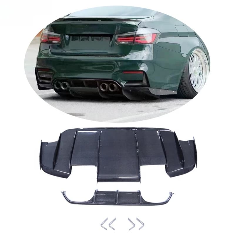 Style Carbon Fiber Front Bumper Lip Spoiler Rear Diffuser Assembly for 2014-2019  F80 M3 F82 M4 VRS Body Kits