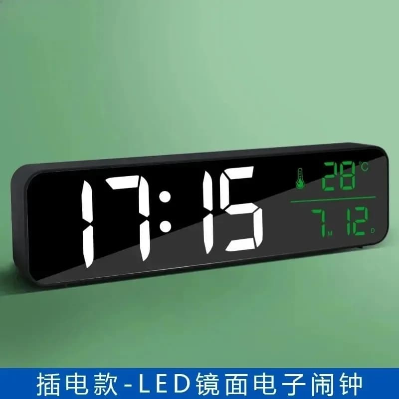Modern simple LED music electronic alarm clock living room large screen mirror luminous clock multi-function plug-in clock
