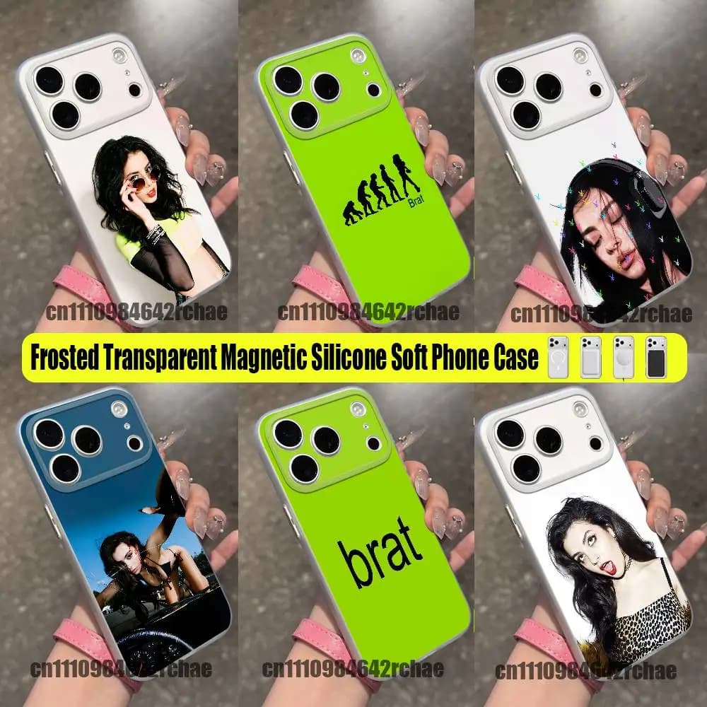 For Charlie XCX Brat Phone Case For iPhone 14 16 18 12 15 13 17 11 Pro Max Plus Mini For Magsafe Magnetic Clear