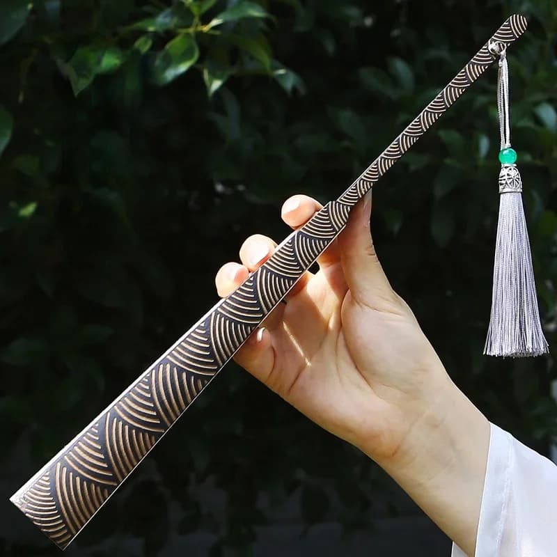 10 Inch Ocean Wave Pattern Folding Fan Classical Chinese Style Engraving Retro Style Folding Fan
