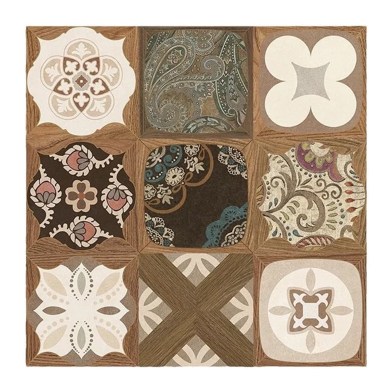 Retro bathroom carved wood grain tile kitchen restaurant homestay floor tile