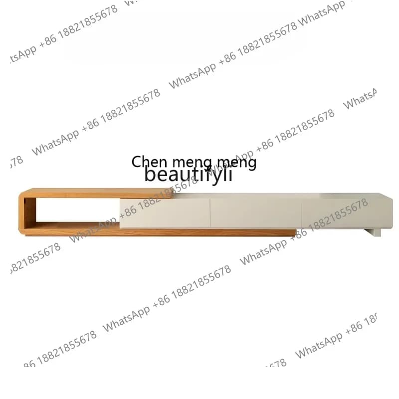 cc182R11 Living Room New TV Cabinet Retractable Tea Table Combination Log Cream Style Modern Minimalist TV Stand