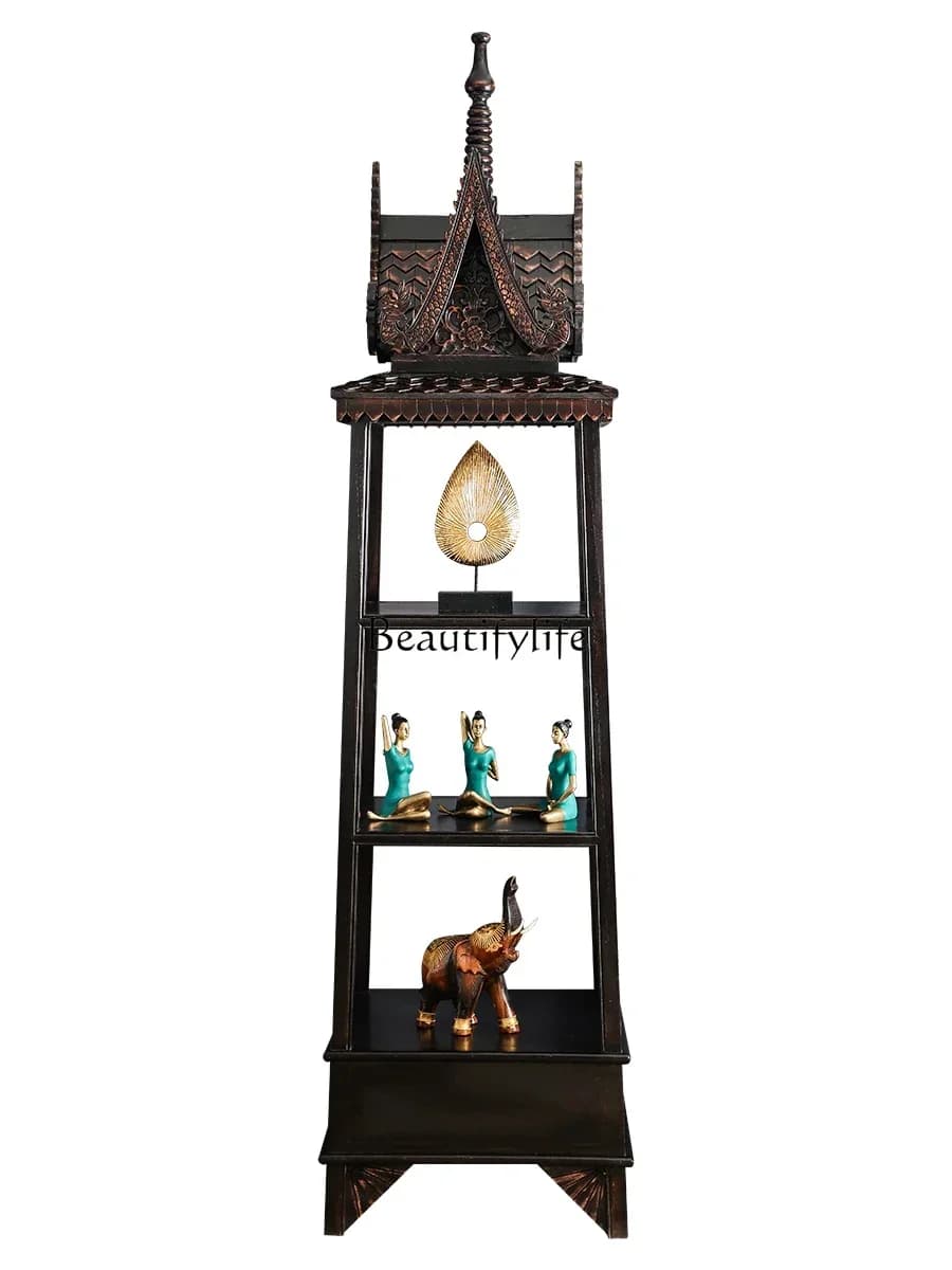 13South East Asia style furniture Solid wood ornaments Thai retro partition storage rack