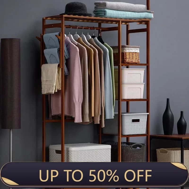 Simple Solid Wood Coat Rack Floor Standing Modern Clothes Organizer for Bedroom Entryway Home Furniture