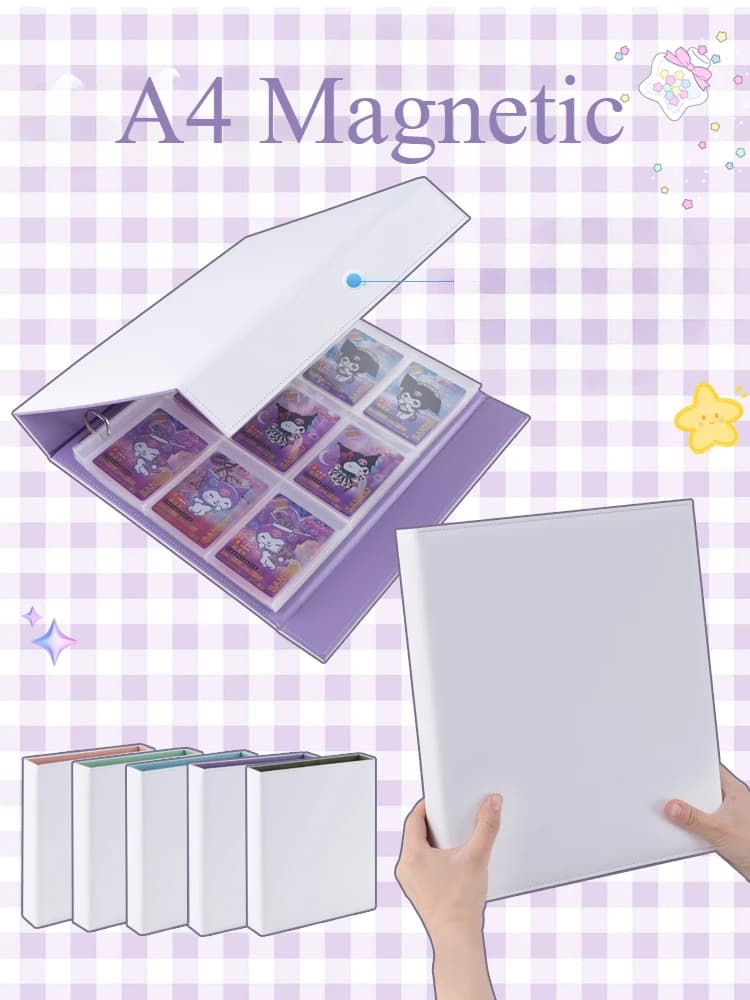 Binder A4 Kpop Photocard Collect Book Magnetic Large Capacity Card Holder PU Leather Idol Photo Card Collection for Pokemon Card