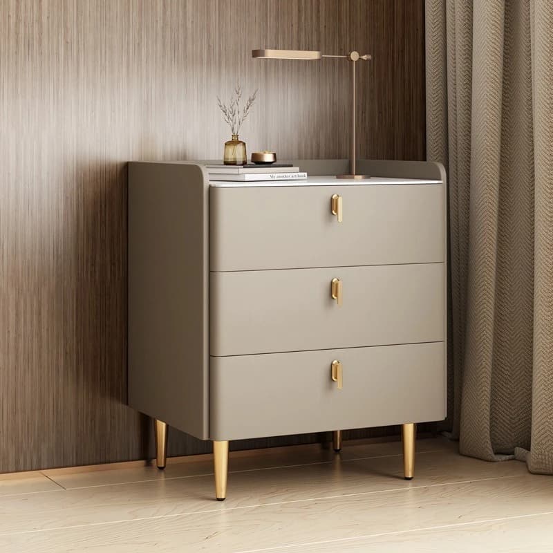 All solid wood bedside table three pumping simple modern light luxury minimalist large capacity