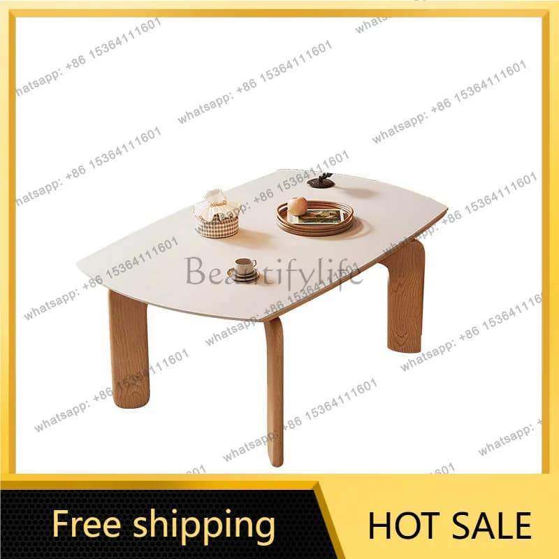 Log wind folding square round table dual-purpose modern simple household ash wood retractable slate