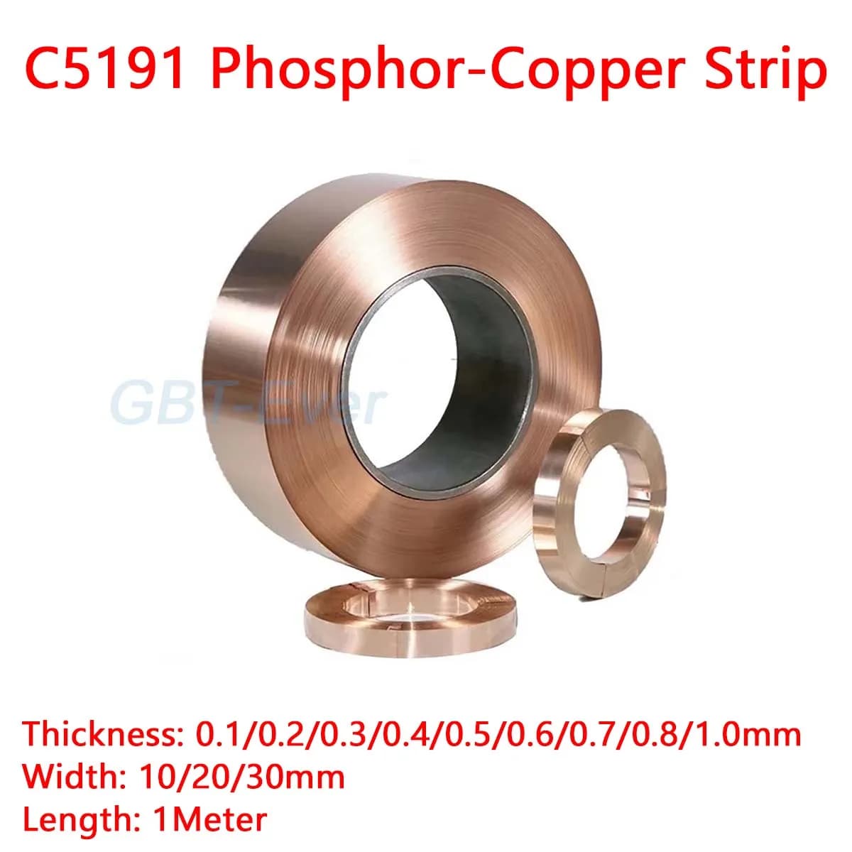 1Pcs C5191 Phosphor-Copper Bronze Alloy Foil Phosphor Copper Strip Width 10/20/30mm Thickness 0.1-1mm Length 1Meter DIY Material
