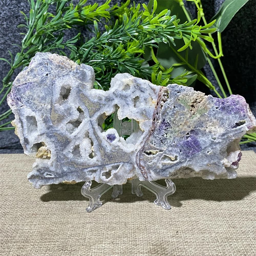 Natural Purple Sphalerite Crystal Slice Mineral Specimen Polished Quartz Slab Rock Home Room Decoration Gift Energy