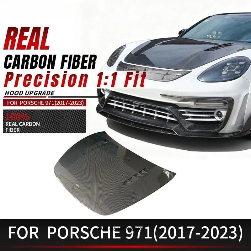 Perfiply Car Carbon Fiber Air Scoop Front Bumper Hood Bonnet Cover for Panamera 971 2017-2023 Engine Cover Body Kit