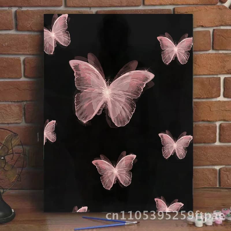 Romantic Butterfly Digital Oil Painting DIY Color Filling Decorative Artwork for Living Room Bedroom Modern Minimalist Style