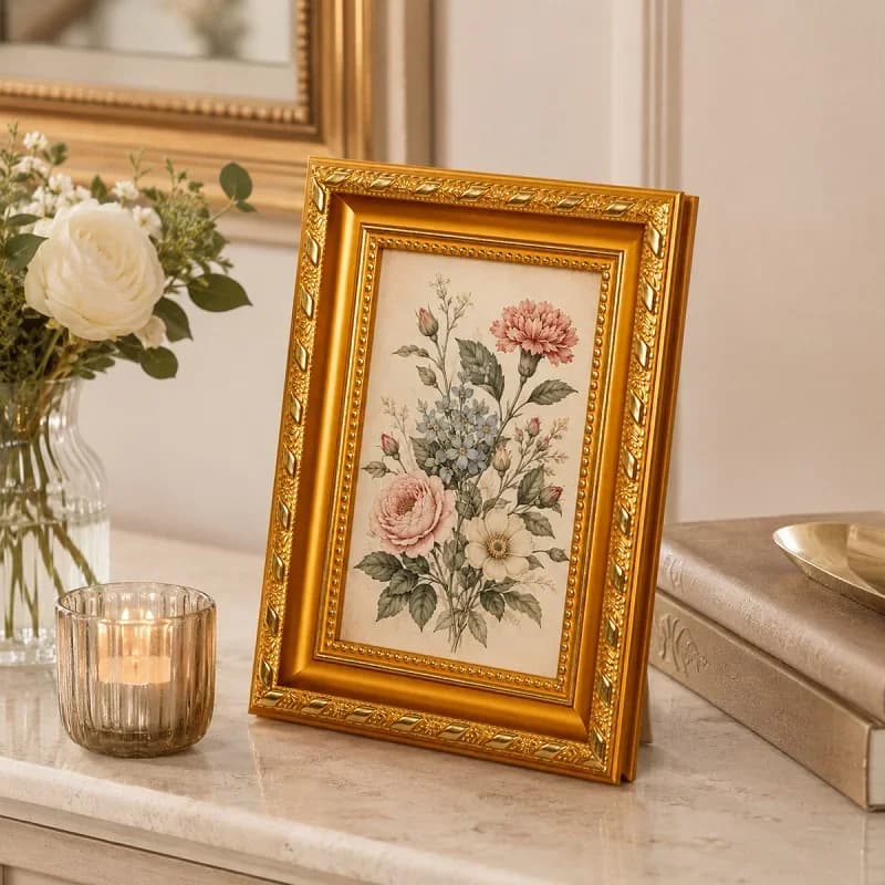 Vintage European PS Photo Frame Embossed Retro Picture Frame Tabletop Wall Mount 6-10 Inch A4 Home Wedding Decor Photo Holder