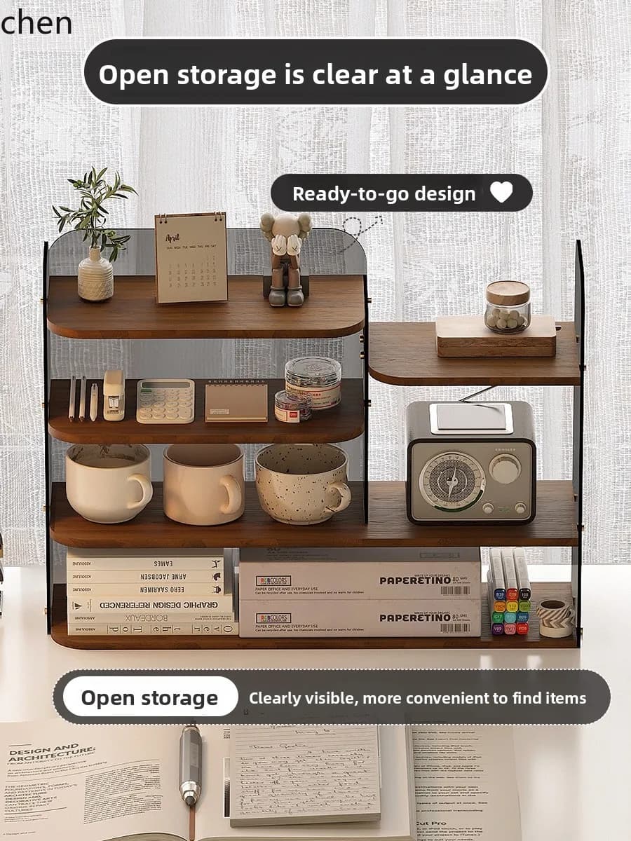 PYH Desktop Storage Rack Kitchen Dining Table Countertop Sideboard Tea Set Storage Cabinet Acrylic Bookshelf