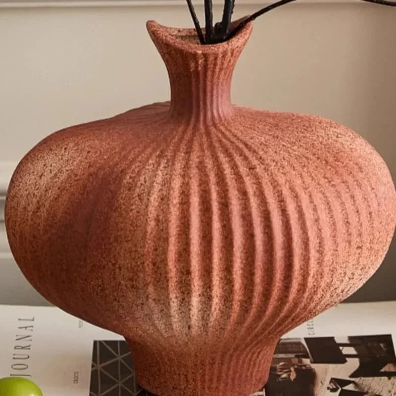 Chinese Ceramic Flower Vase Rustic Thick Clay Jar Vintage Aesthetic For Living Room Entryway Table Decor For Couples Home Gift
