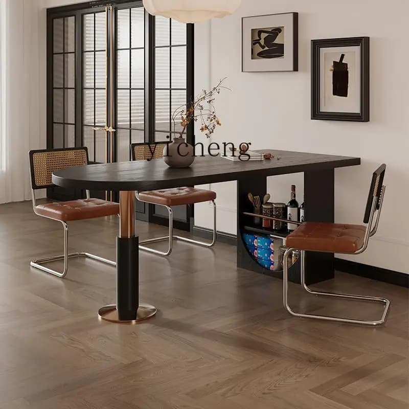 YFY  antique solid wood dining table and chair combination retro tea table small apartment rectangular home desk