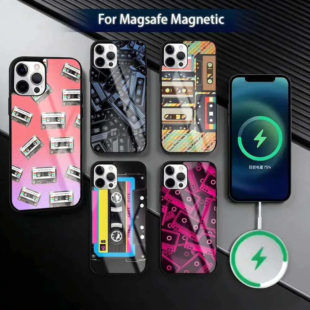 Video C-Cassette Tape  Phone Case For iPhone17,16,15,14,13,12,11 Plus,Pro Magnetic For Magsafe Wireless Charging