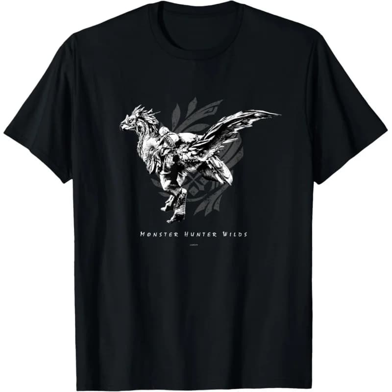 Monster Hunter Wilds 2025 new Video games printed T Shirt for men 100% cotton large size Adult tops S-6XL mens clothing
