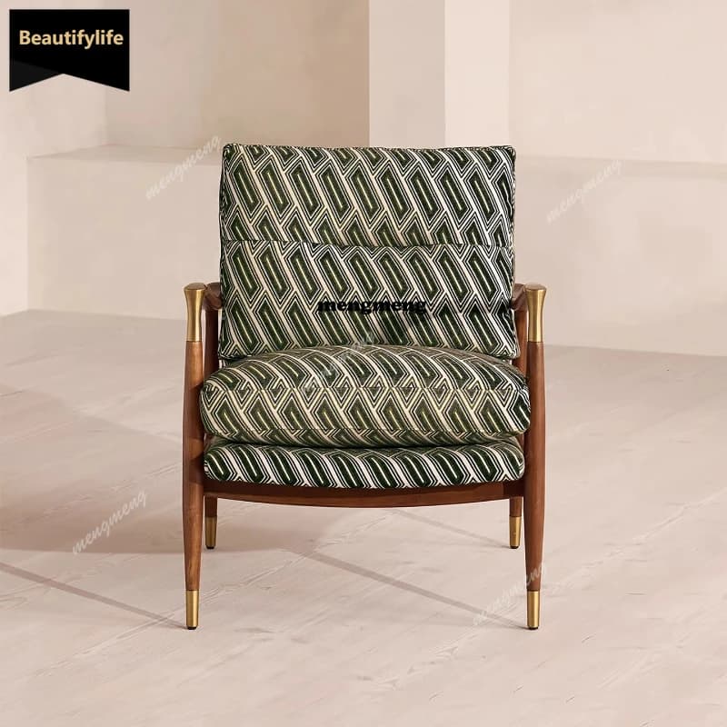 D80 French antique single sofa chair designer home living room backrest chair old money wind study leisure chair Furniture Home