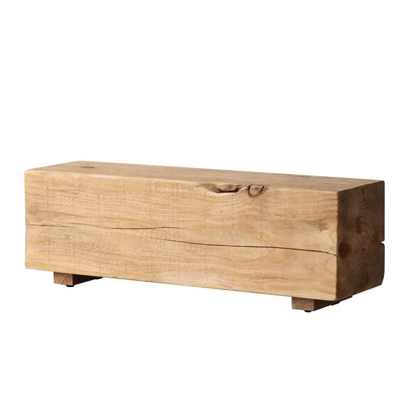 Wabi-sandy wind solid wood pine coffee table, simple log tea table, long bench, original ecological Japanese living room