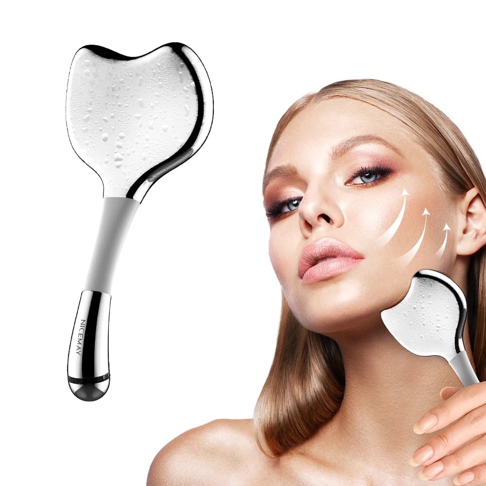 Stainless Steel Ice Facial Roller Gua Sha Set Cooling Ice Globes for Eye Face Skincare Spa Tool