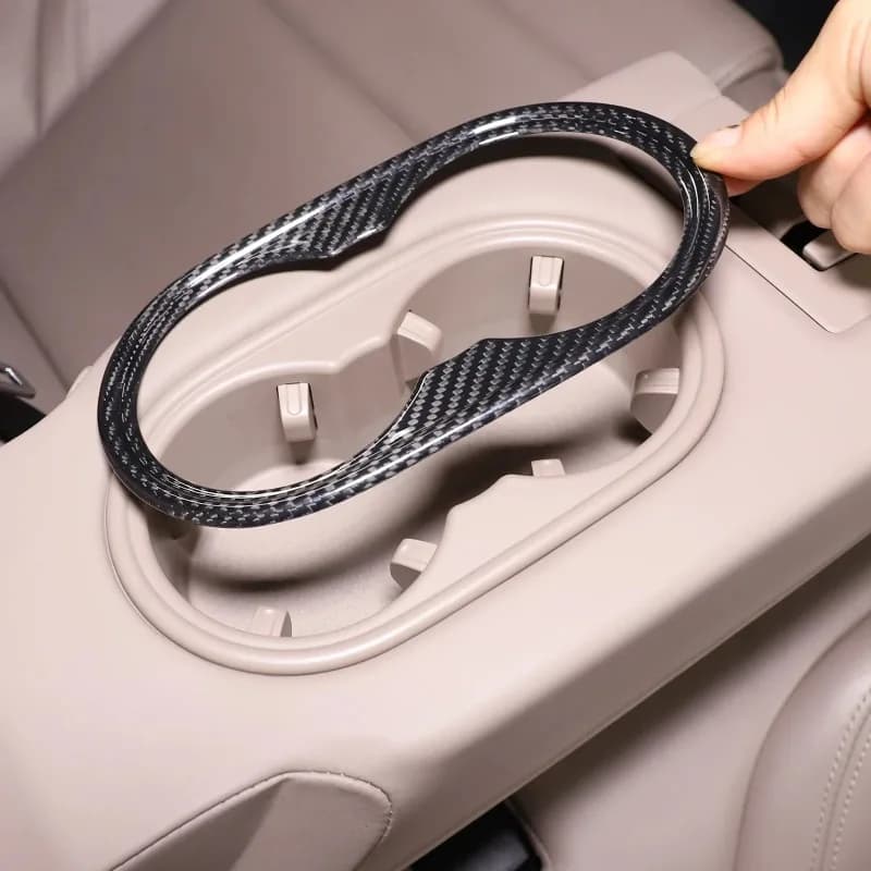 For Porsche Macan 2019-2025 Real Carbon Fiber Car Rear Armrest Cup Holder Frame Cover Trim Interior Car Accessories