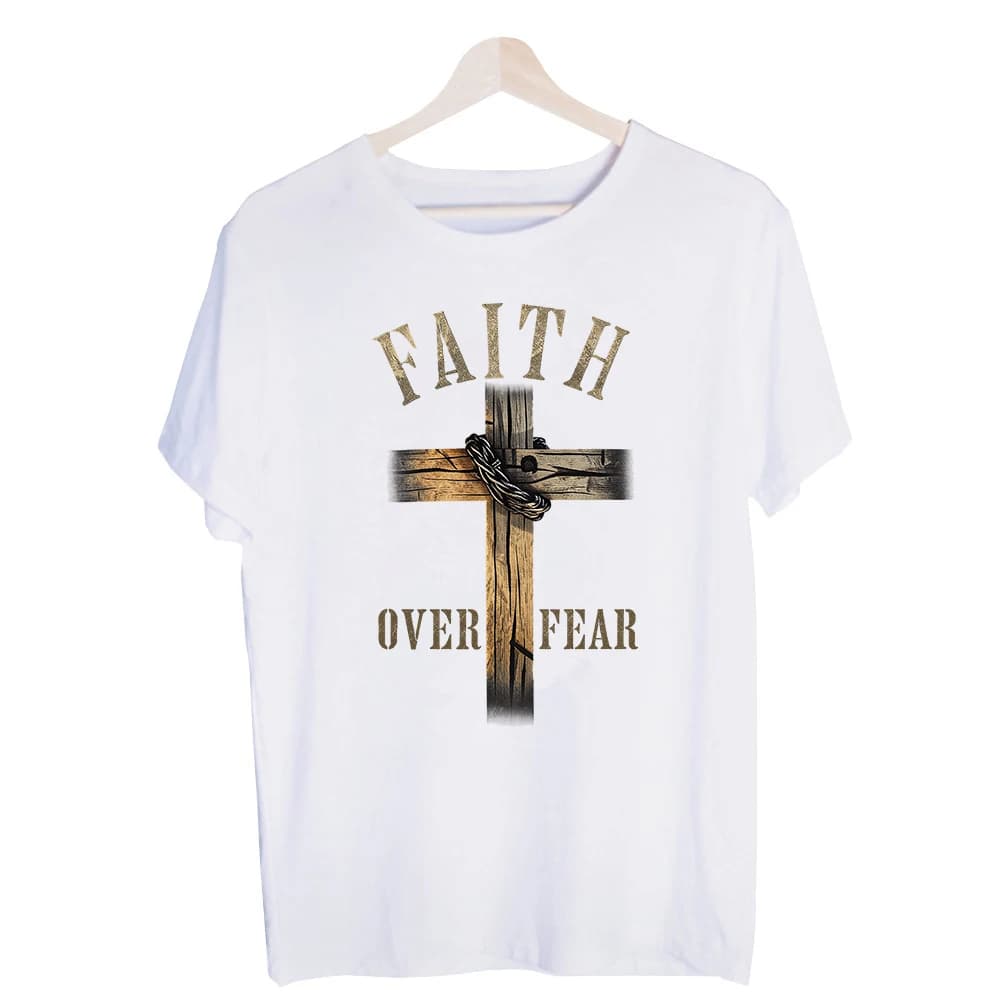 Men's Cross and Letter Print Graphic Tee, Short Sleeve Crew Neck T-Shirt for Casual Daily Wear