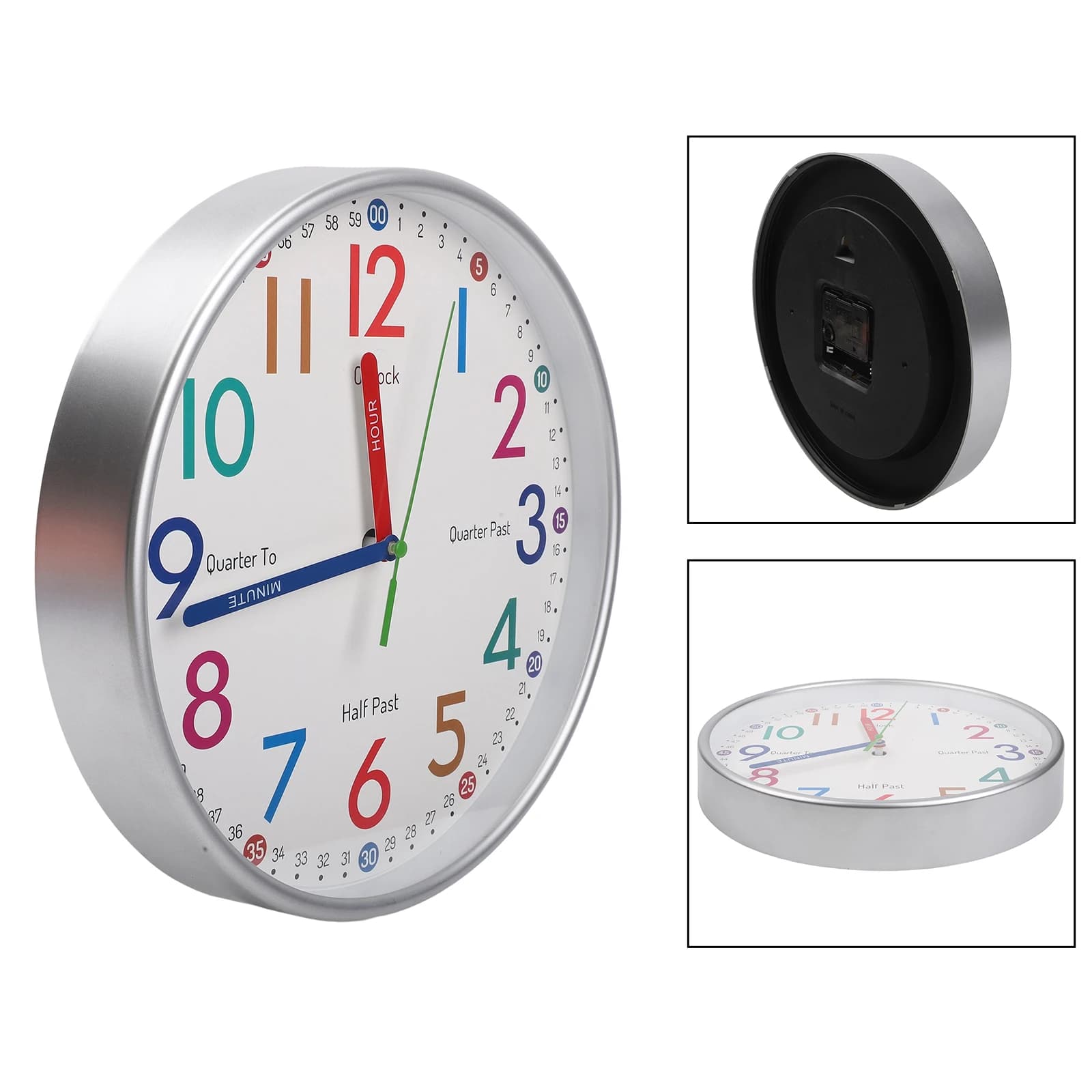 For Children's Room for educational Clock Silent Learning Wall Clock Home Decor Quiet Wall Clock For Colorful Clock