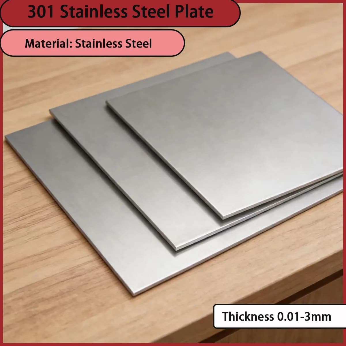 0.01-3mm Thick 301 Stainless Steel Plate Is Used for Springs, Metal Stamping Parts, Rail Transit Accessories, Etc