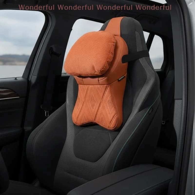 Car Neck Pillow Memory Foam Lumbar Back Support Cushion Breathable Soft for Long Drives Travel Office Seat Rest