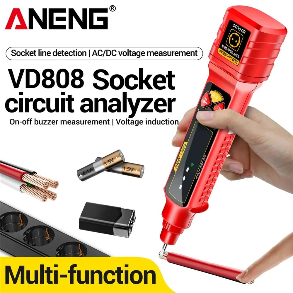 ANENG VD808 Socket Power Tester Line Detection AC/DC Voltage Measuremen Polarity Leakage NCV Voltage Sensing Electricians Tools