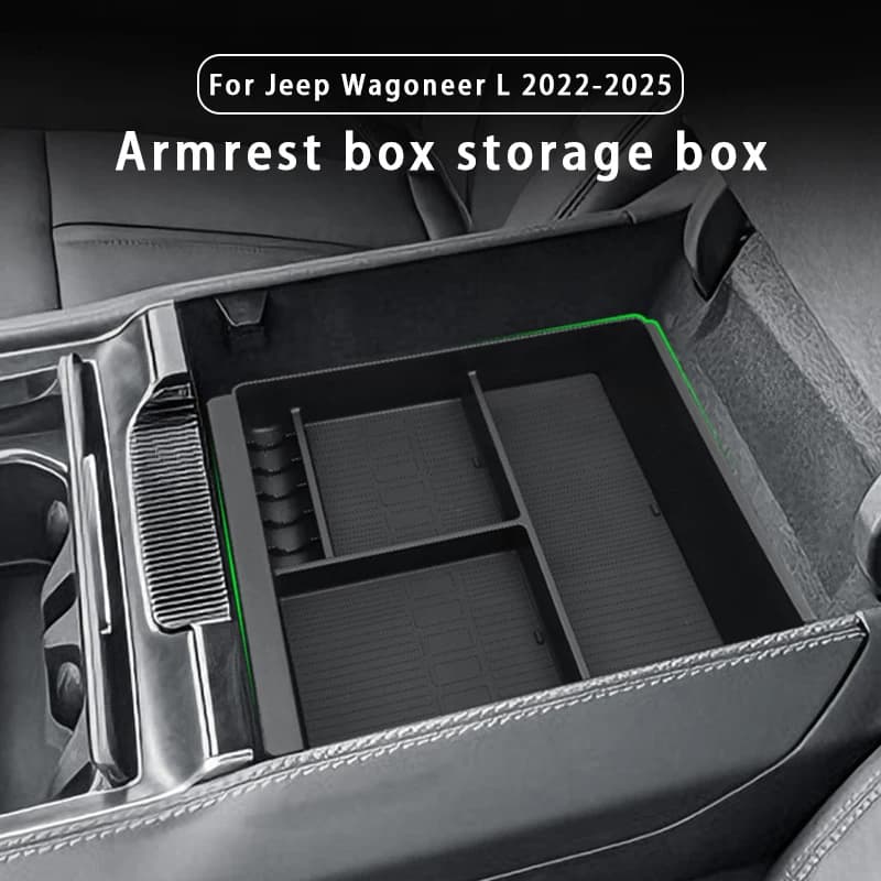 For Jeep Wagoneer L 2022-2025 Centre Console Armrest Storage Box ABS Armrest Storage Box Organizer Tray Car Interior Accessories