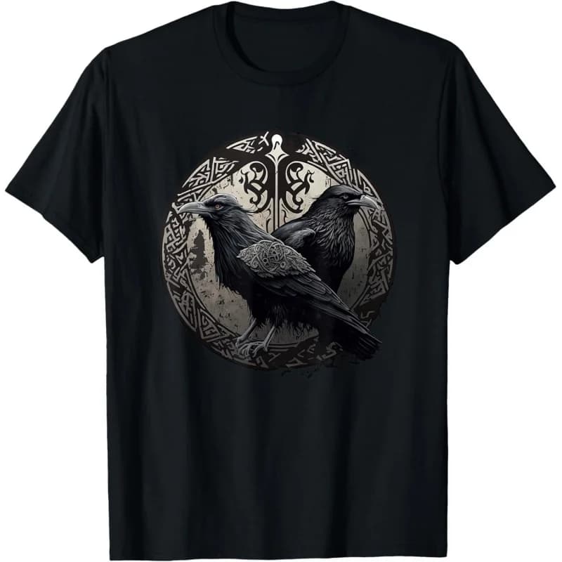 Odin Ravens Scandinavian Streetwear 0413 Nordic Gift T-Shirt Celtic Runes Norse Myths Valhalla Graphic clothes All size tops